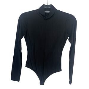 SwankBlue Women’s Black Mock Neck Long Sleeve Bodysuit Size Small S
